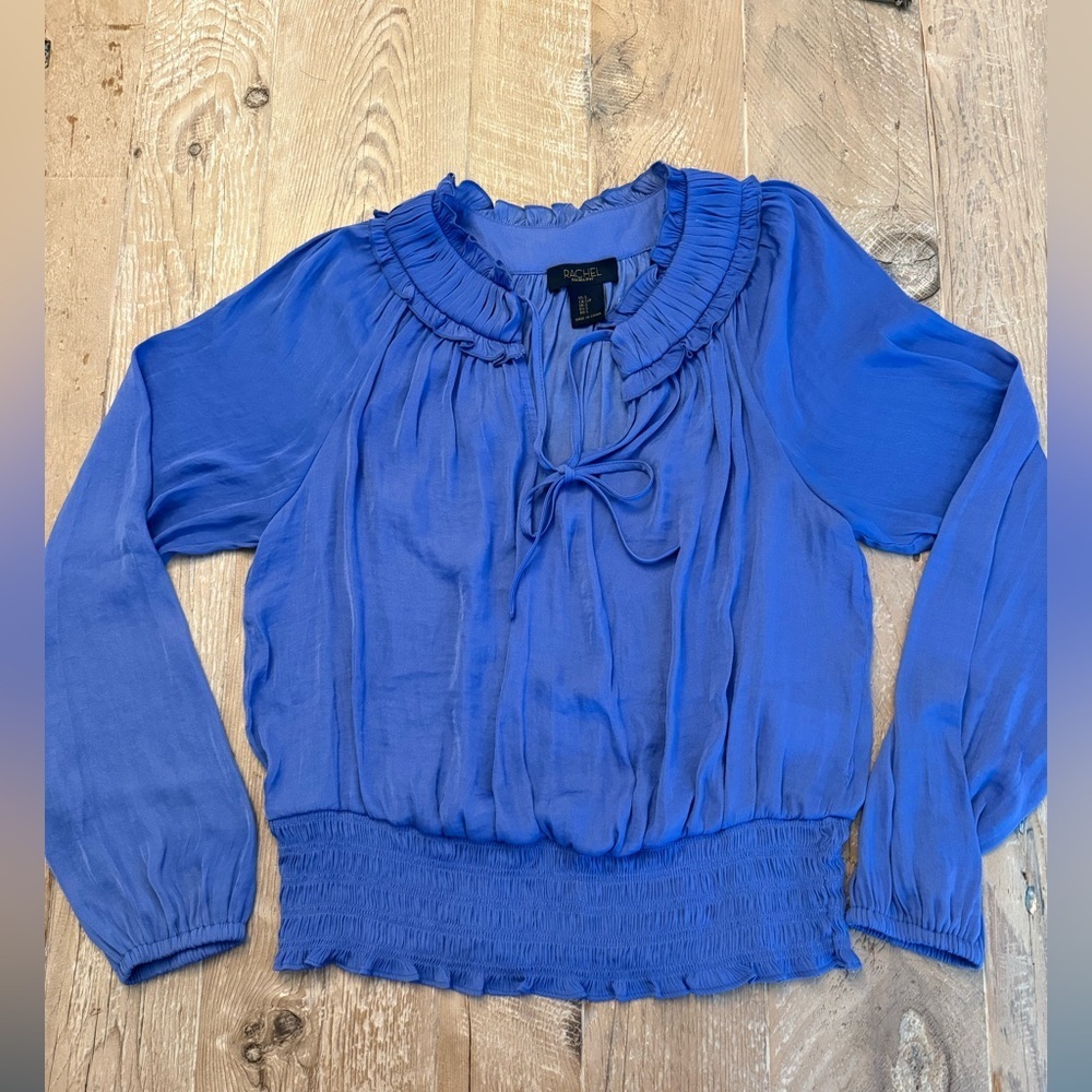 Rachel Roy cobalt blue cropped silky blouse size S